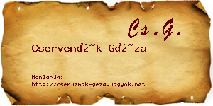 Cservenák Géza névjegykártya