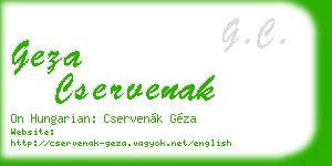 geza cservenak business card